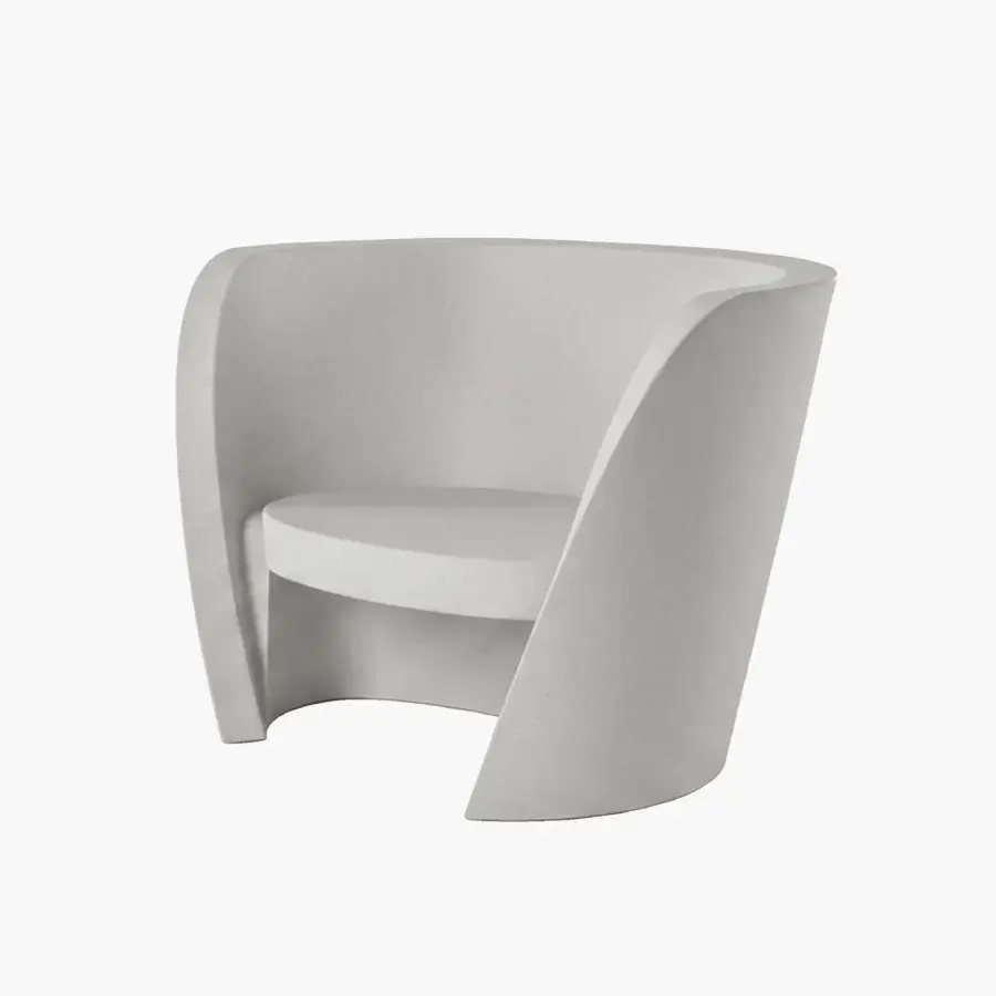 Sophisticated Slide Rap lounge chair in light gray polyethylene featuring a seamless matte finish