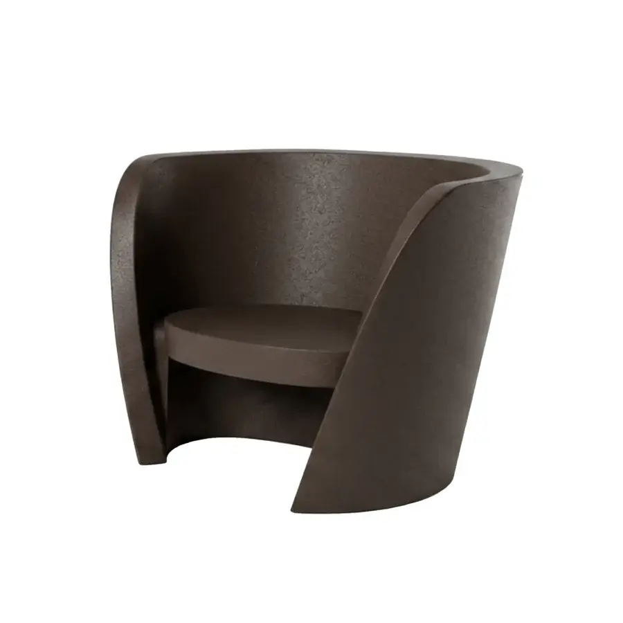 Elegant Slide Rap lounge chair in dark brown polyethylene with a sculptural organic silhouette and matte sandblasted form