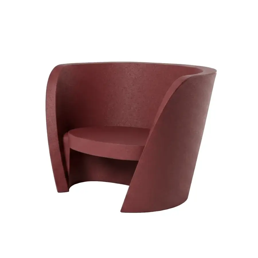 Exquisite Slide Rap lounge chair crafted from polyethylene with matte textured deep burgundy finish