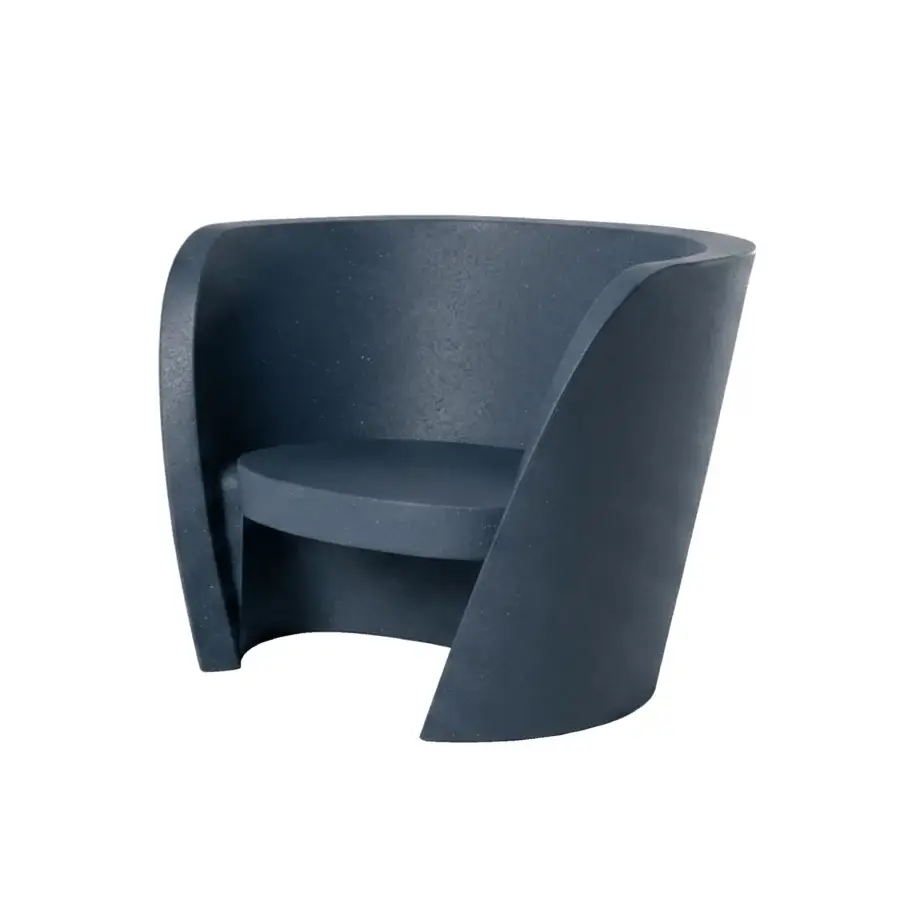 Exquisite Slide Rap lounge chair crafted from polyethylene with matte speckled dark blue grey finish