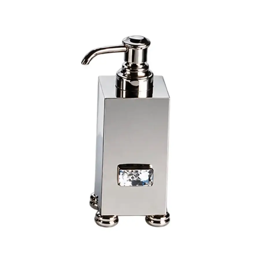 Luxury Selezioni Domus Modern Diamante soap dispenser in metallic silver and crystalline with ornate feet glossy finish