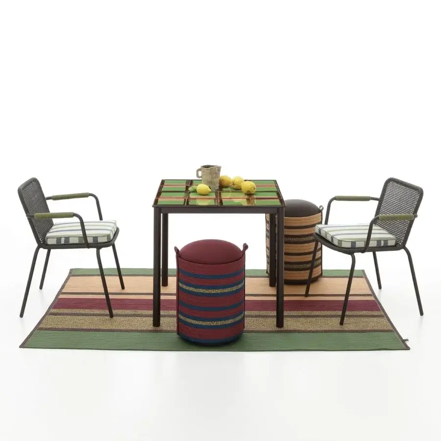 Luxury Via Tiles Table by Nodo Italia with powder-coated galvanized steel frame plus nine glossy green ceramic surfaces