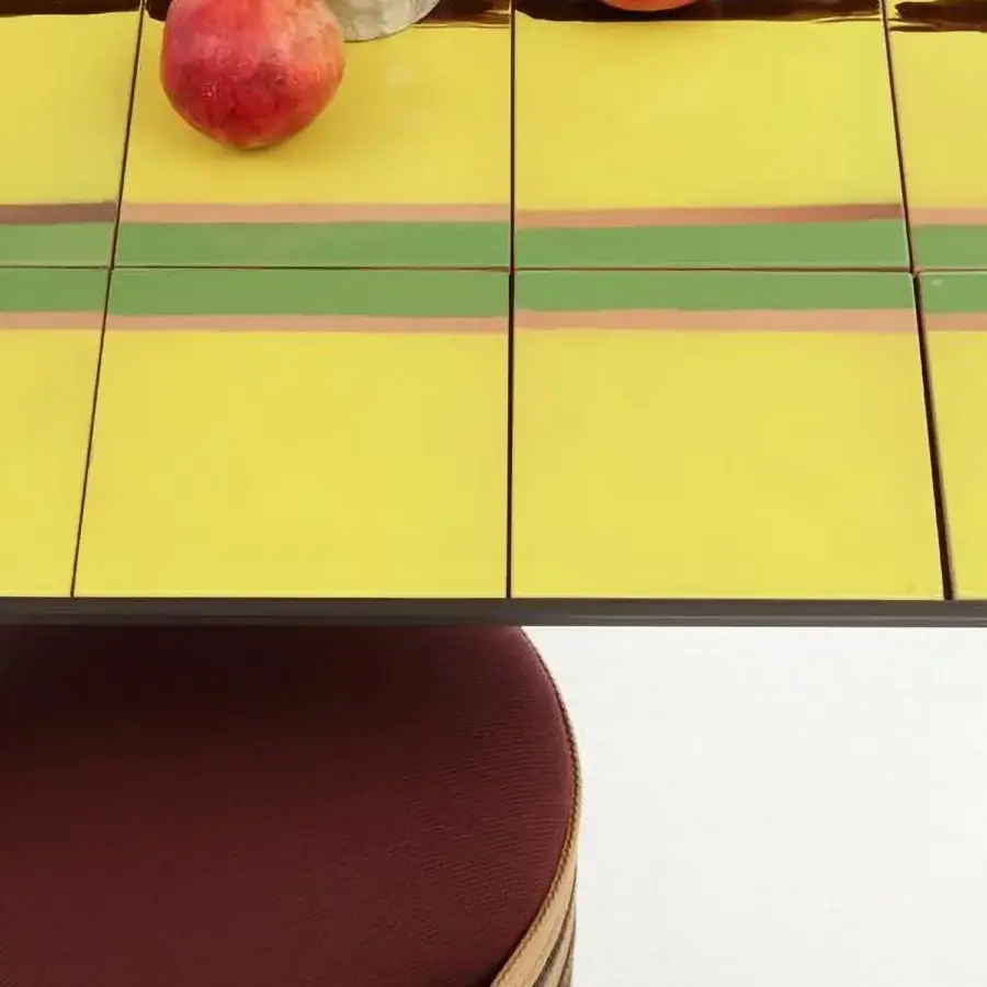 Exquisite Antonio Marras Via Tiles Table with glossy surface and galvanized powder-coated steel frame