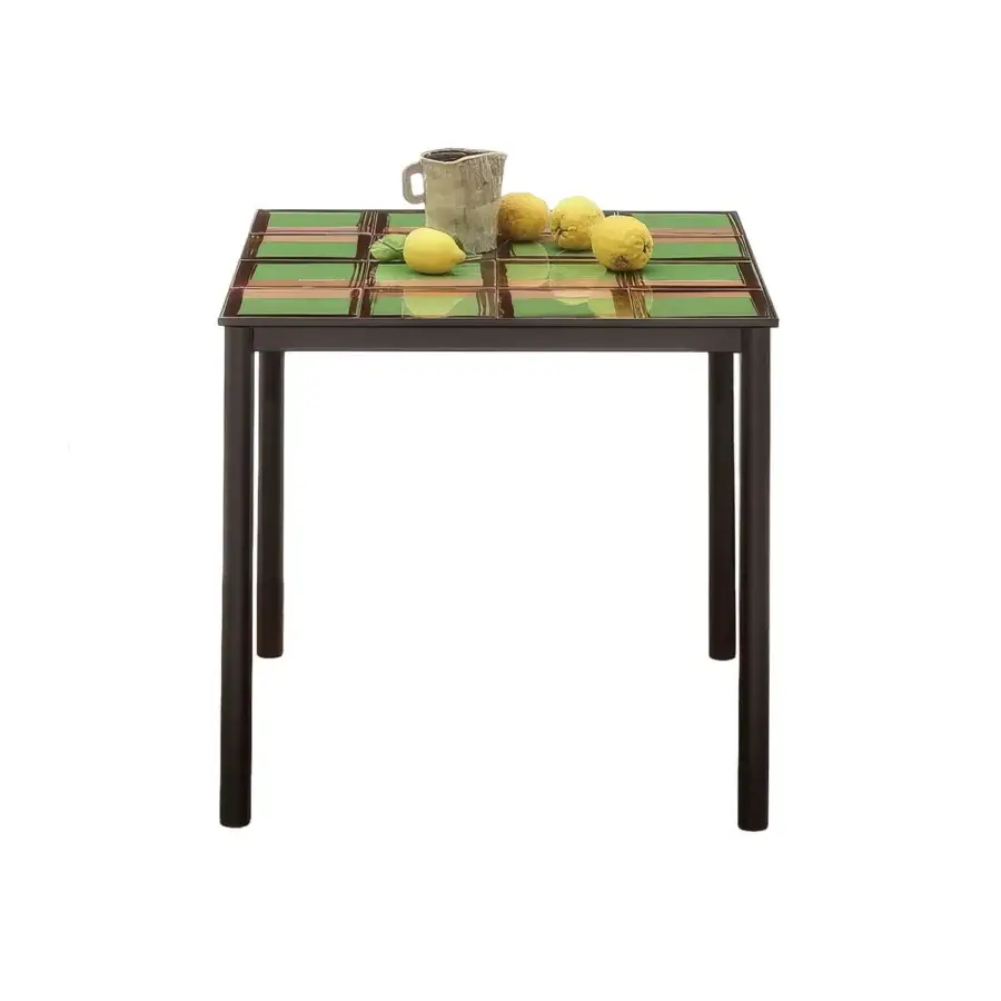 Sophisticated Nodo Italia Via Tiles table in dark brown steel frame with green ceramic tabletop