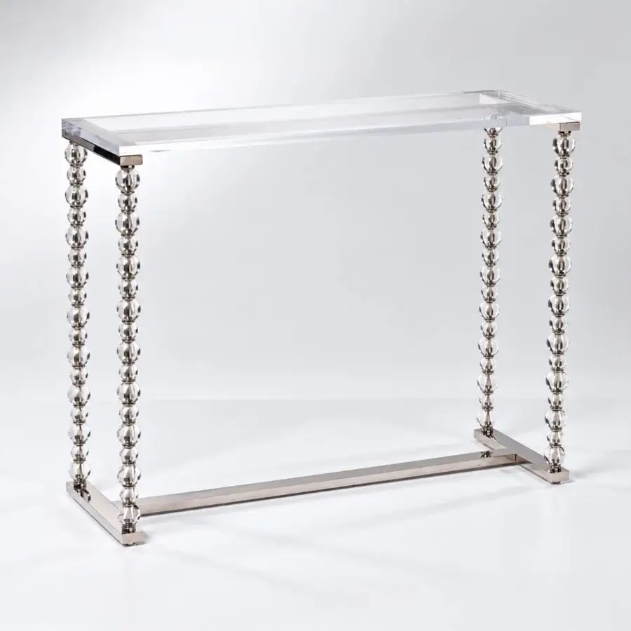 Luxury Selezioni Domus Pianeti Transparenti console in transparent synthetic material with silver polished metal finish