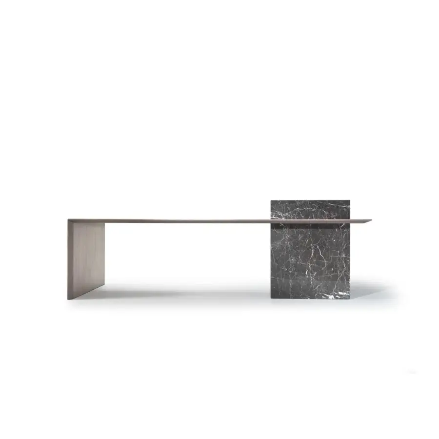 Exclusive 4 Mariani Cartesiano desk built with grey stained black walnut veneer and New Saint Laurent marble front