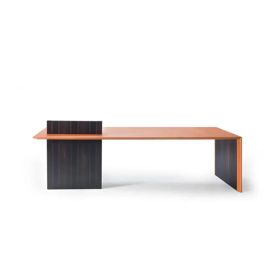 Exceptional 4 Mariani Cartesiano desk with grey stained black walnut veneer and light brown tabletop
