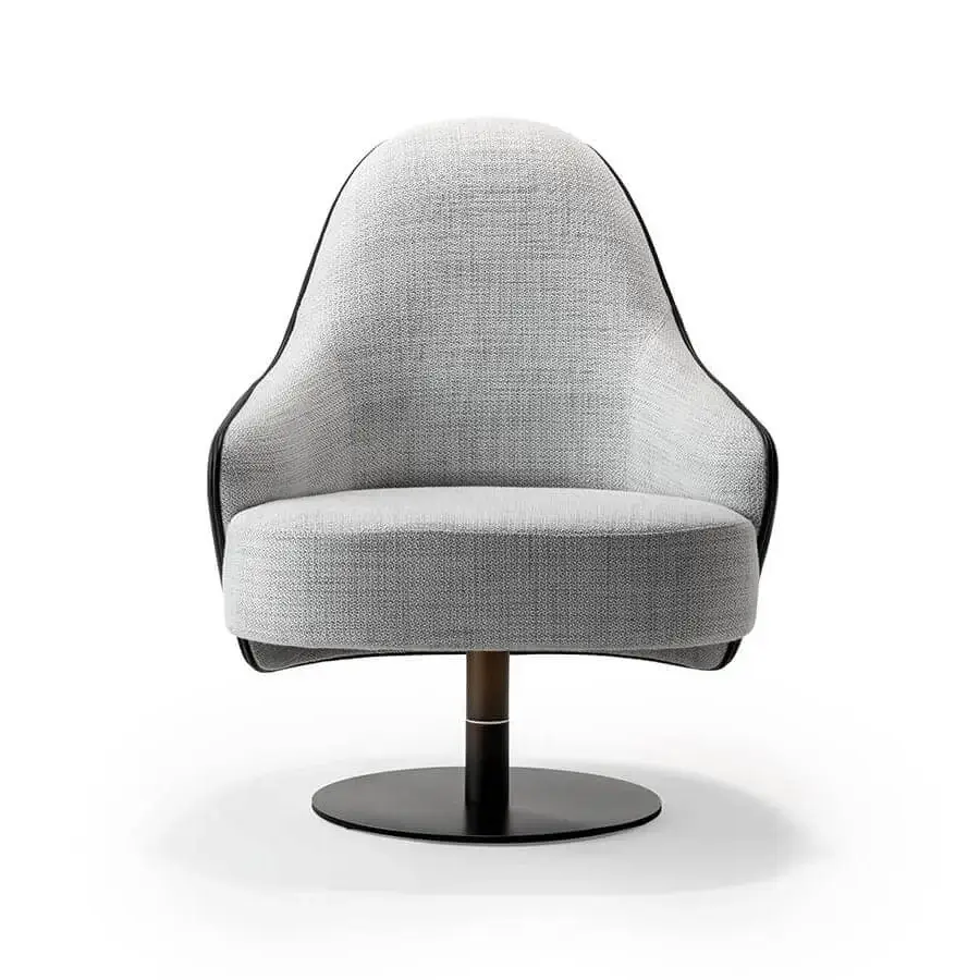 Superior Reflex Ludwig lounge chair with light gray woven fabric upholstery and dark metal base