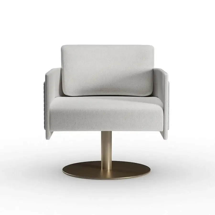 Exceptional Reflex Amet lounge chair with light grey fabric upholstery and brushed metal swivel base
