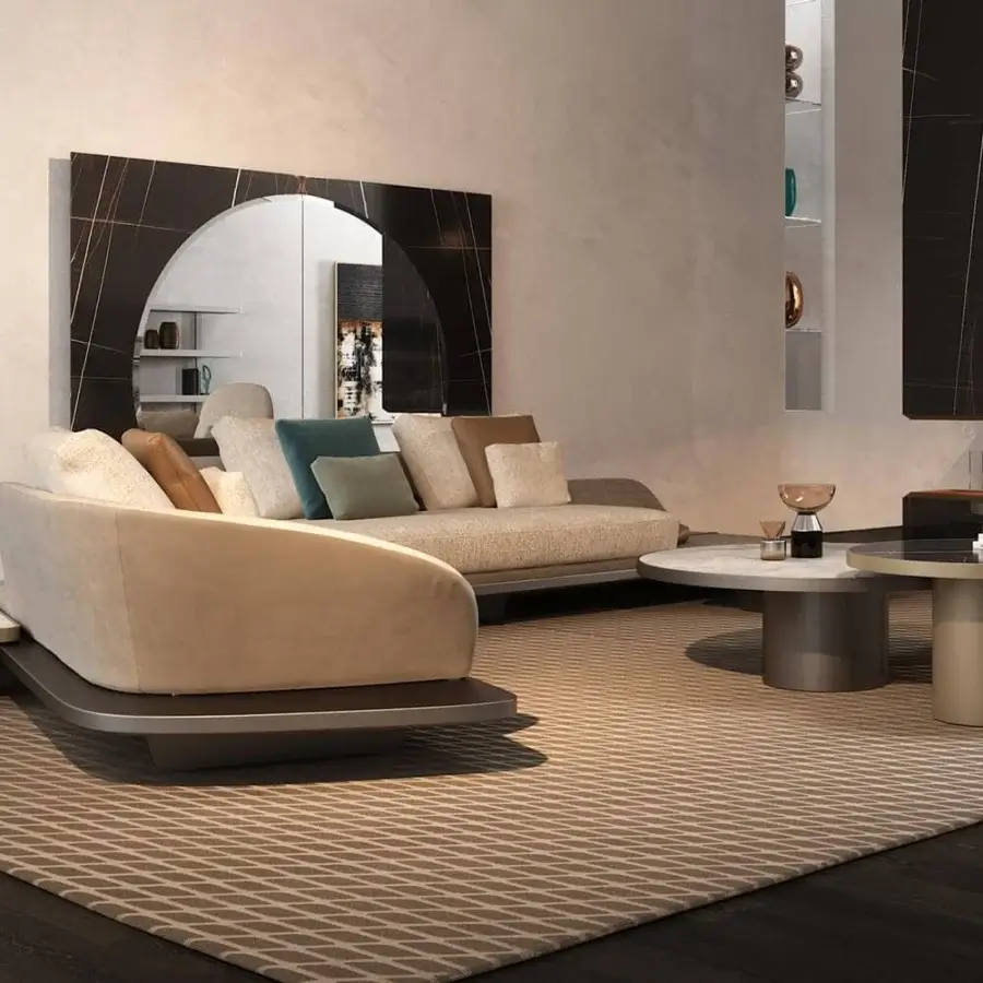 Elegant Reflex Tau Steel side table with marble glass top and darker matte cylinder base crafted in Italy