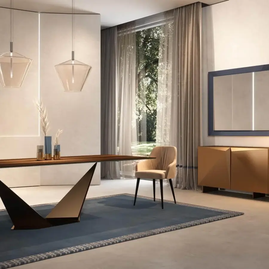 Superior Reflex Origami Maxi sideboard in lacquered wood with metallic bronze finish and angled door fronts
