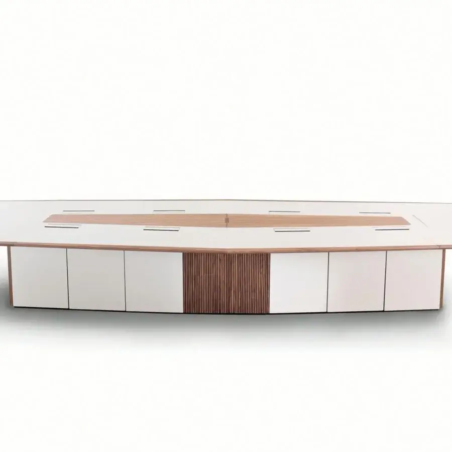 Elegant 4 Mariani Master Conference table in Black Walnut wood with saddle leather accents and matte finish