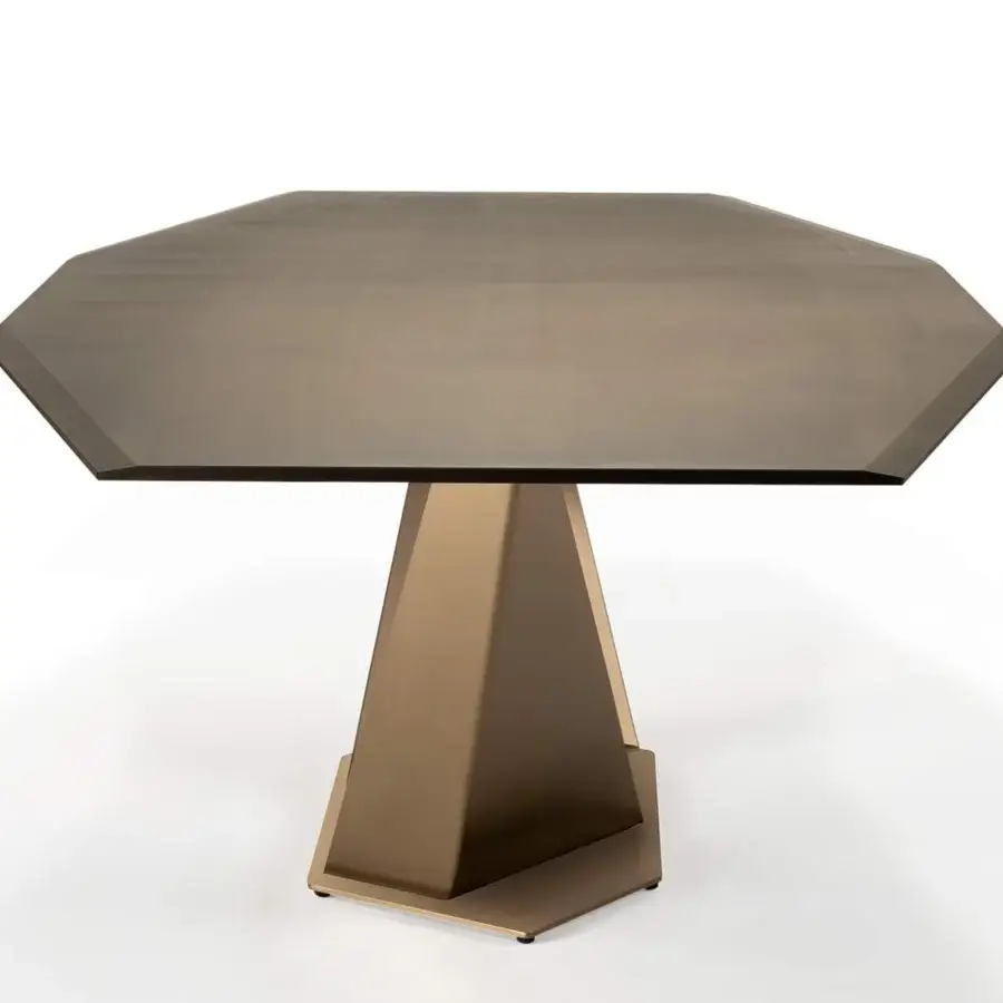 Distinguished Reflex Quartz table with octagonal Marble Glass top and splendid Bronze finish metal base