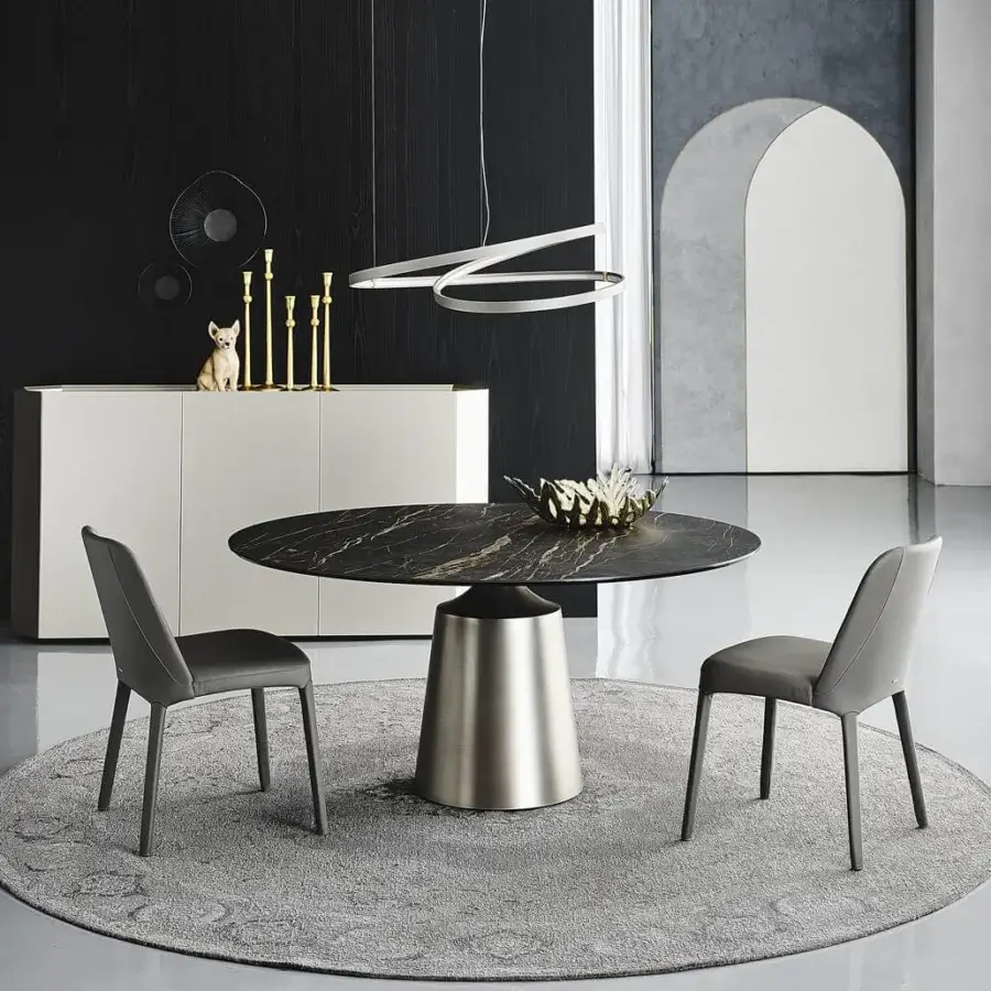 Innovative Cattelan Italia Heaven suspension lamp with intertwined rings and titanium embossed lacquered structure