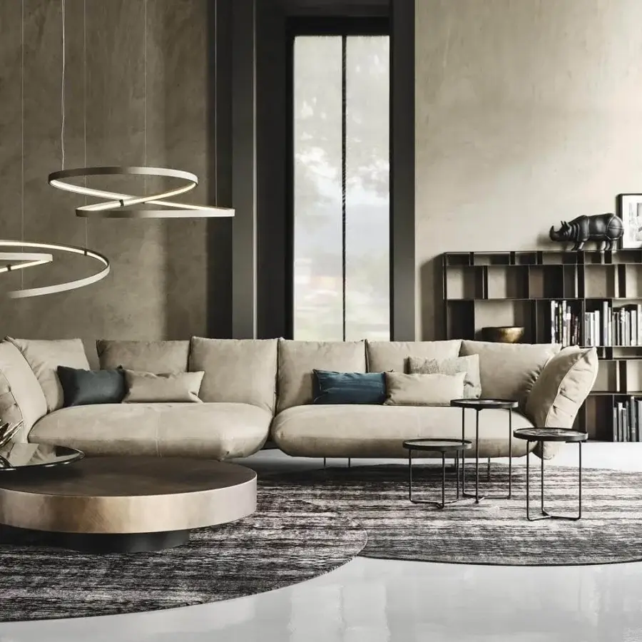 Distinguished Cattelan Italia Heaven suspension lamp with intertwined rings crafted in titanium embossed lacquered structure and integrated LED strip