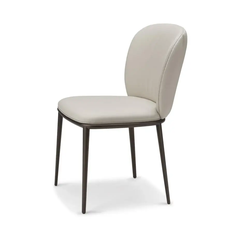 Superior Cattelan Italia Chrishell chair with quilted detailing in light beige synthetic leather and graphite embossed lacquered steel base