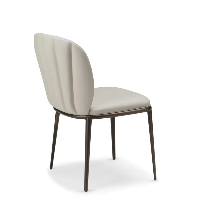 Remarkable Cattelan Italia Chrishell chair with bronze embossed lacquered steel and light beige quilted synthetic leather upholstery