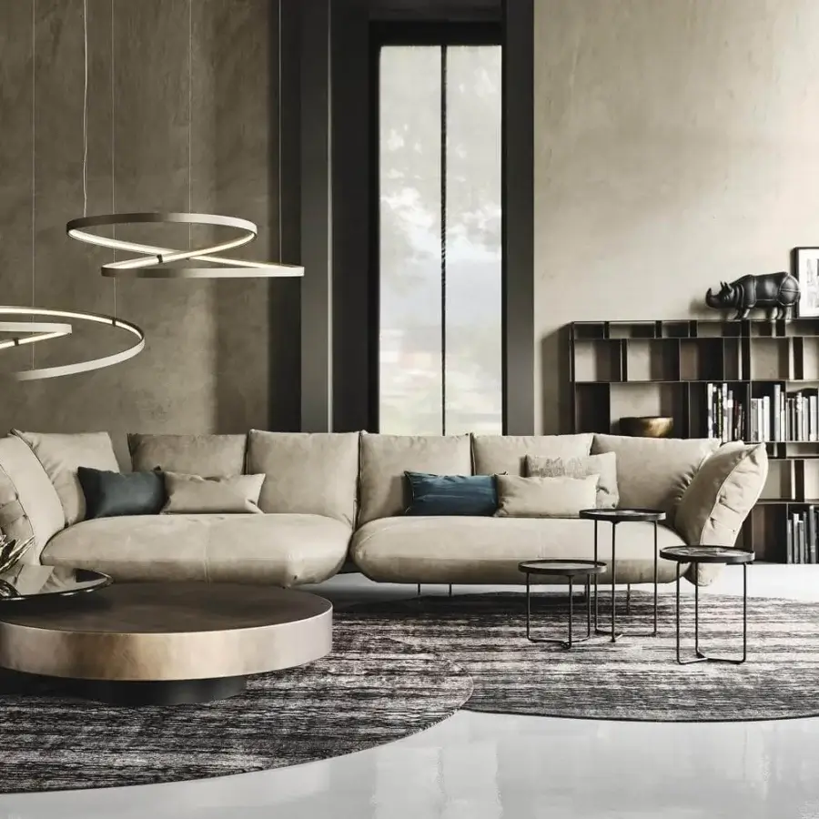 Superior Cattelan Italia Arena coffee table with a black embossed lacquered steel base and brushed bronze lacquered steel top