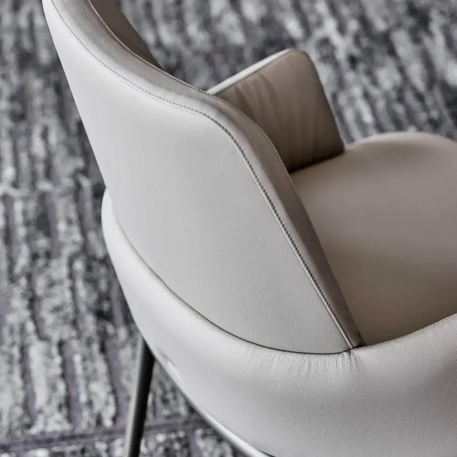 Distinguished Cattelan Italia Belinda ML chair with graceful leather upholstery and embossed lacquered steel base