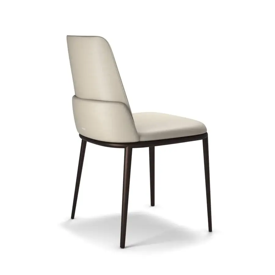 Lavish Cattelan Italia Belinda ML chair with curved leather upholstery and titanium embossed lacquered steel base