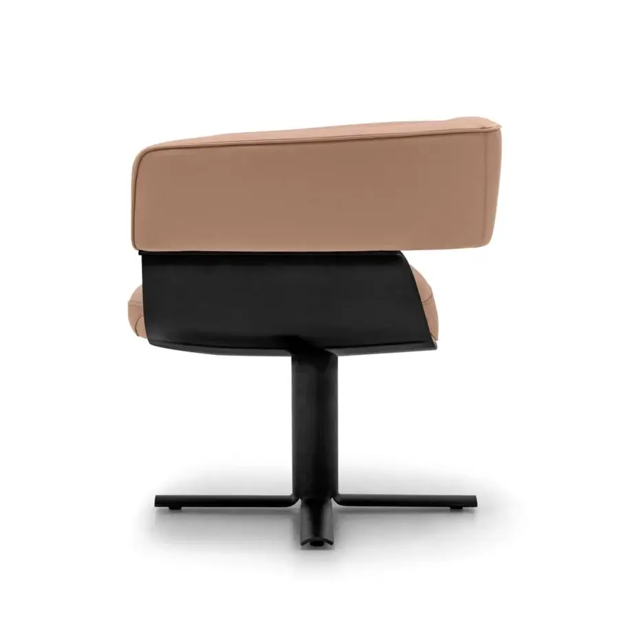 Exceptional Arketipo Jordan lounge chair with tan fabric or leather upholstery and dark polyurethane base