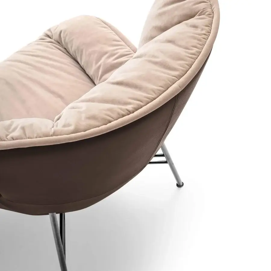 Sophisticated Ditre Italia Softy lounge chair in light beige textile with dark brown shell and slender metal legs