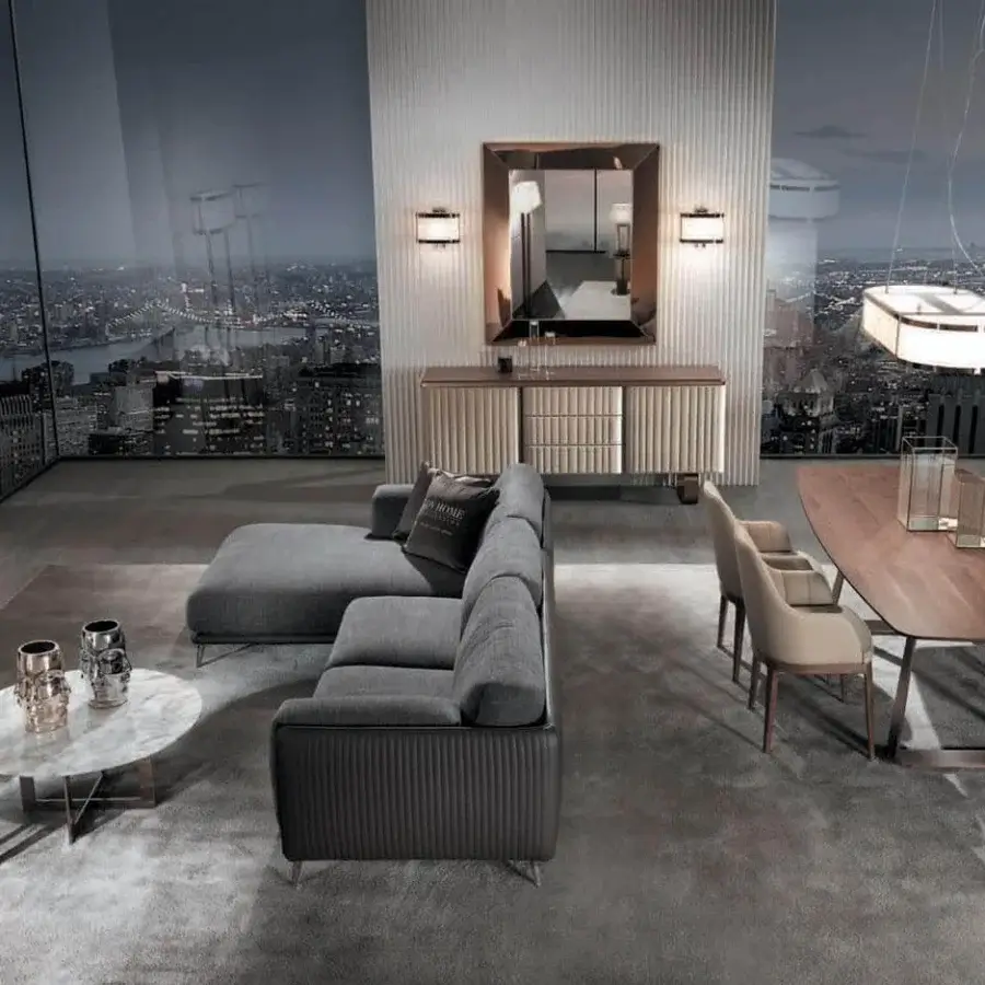 Sophisticated DV Home Collection table with Noce Canaletto wood top and antique bronze satin finished steel base