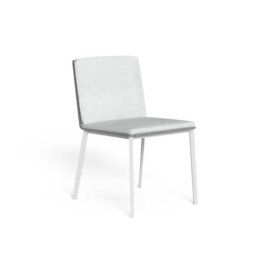 Distinguished Talenti Leaf chair with light-gray woven seat and backrest built with white aluminum structure