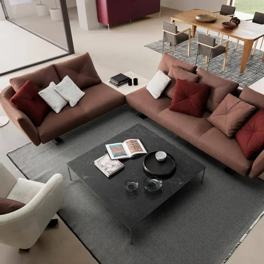 Superior Presotto Darwin coffee table with glossy marble effect top and matte black epoxy metal legs