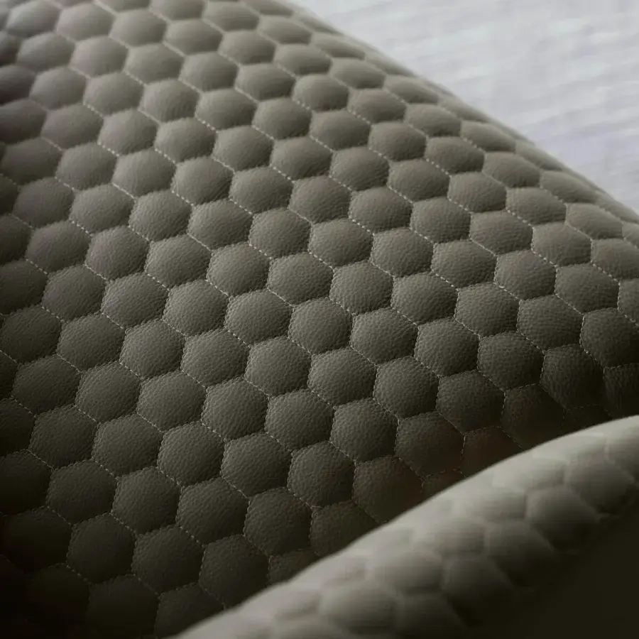 Distinguished 4 Mariani Moore relax lounge chair with quilted gray-beige textile and swivel movement
