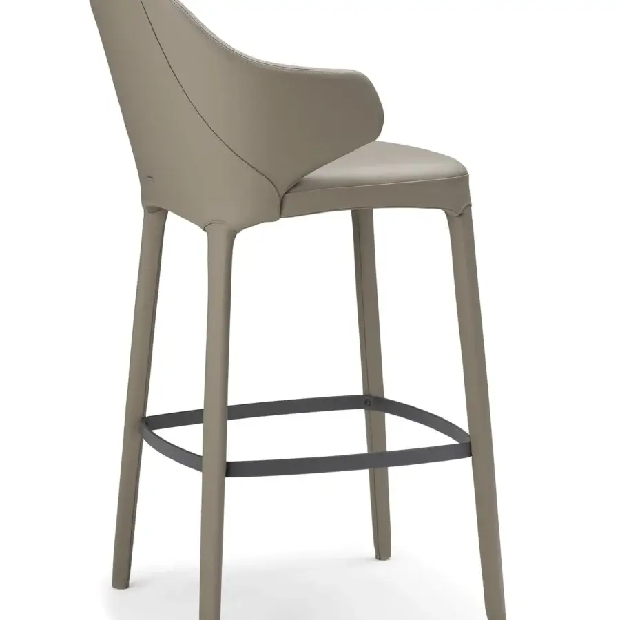 Superior Cattelan Italia Wanda stool in light grayish-brown synthetic material with a curved backrest and darker gray footrest