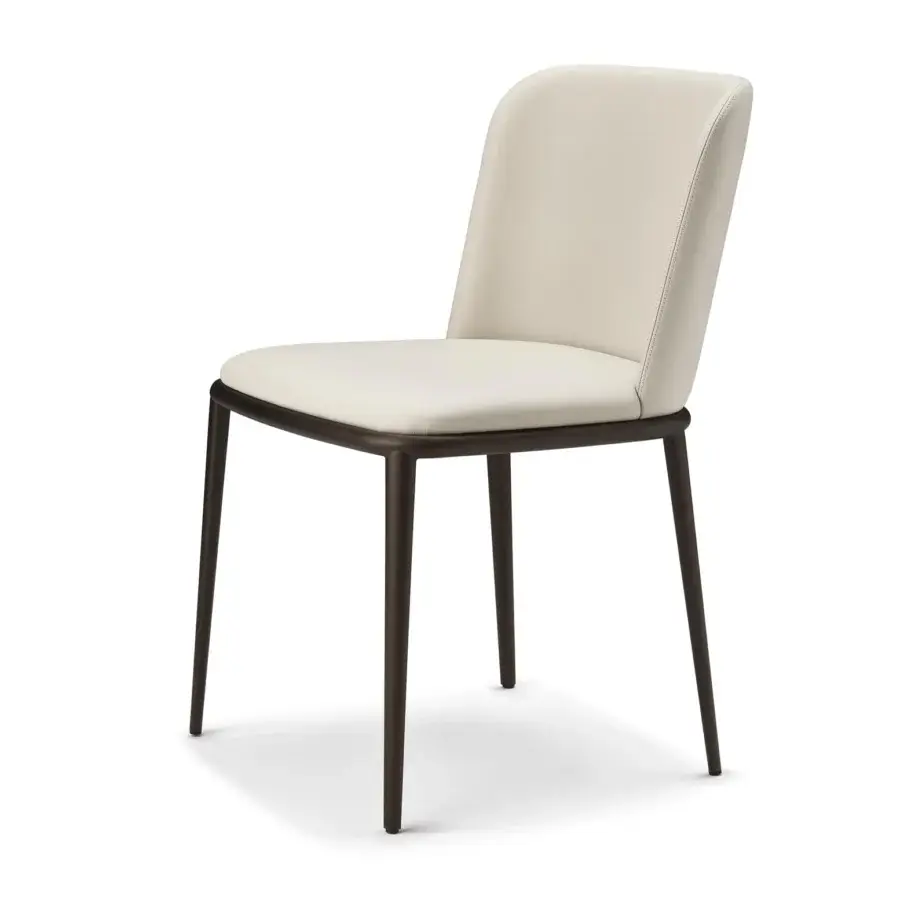 Captivating Cattelan Italia Magda ML chair with enveloping light cream upholstery and slender dark metallic legs