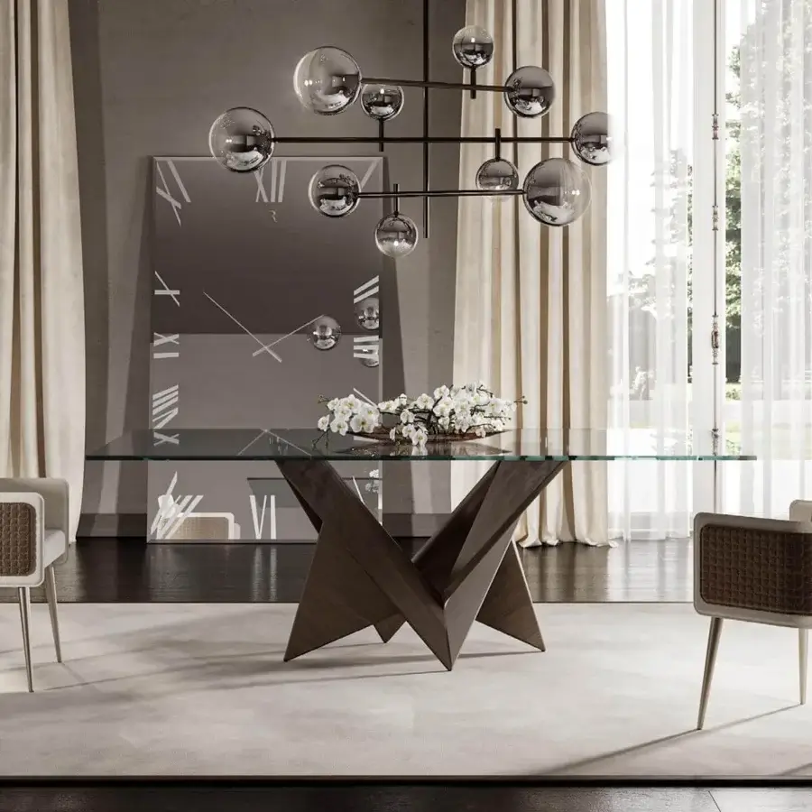 Superior Reflex Bulles XL suspension lamp with bronze metal structure and transparent borosilicate glass spheres reflecting light