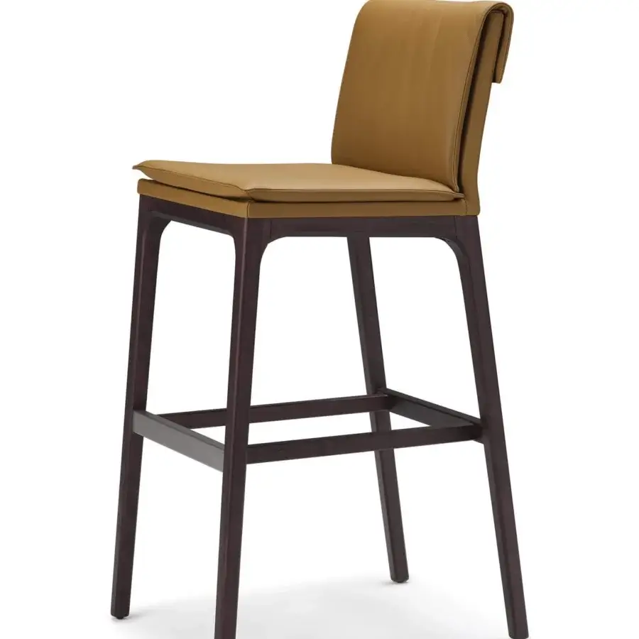 Sophisticated Cattelan Italia Sofia stool with wenge stained beech wood and tan upholstered seat backrest