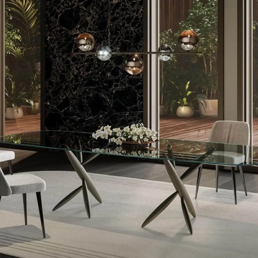 Sophisticated Reflex Bulles XL suspension lamp with bronze metal structure and borosilicate glass spheres in bronze and silver hues