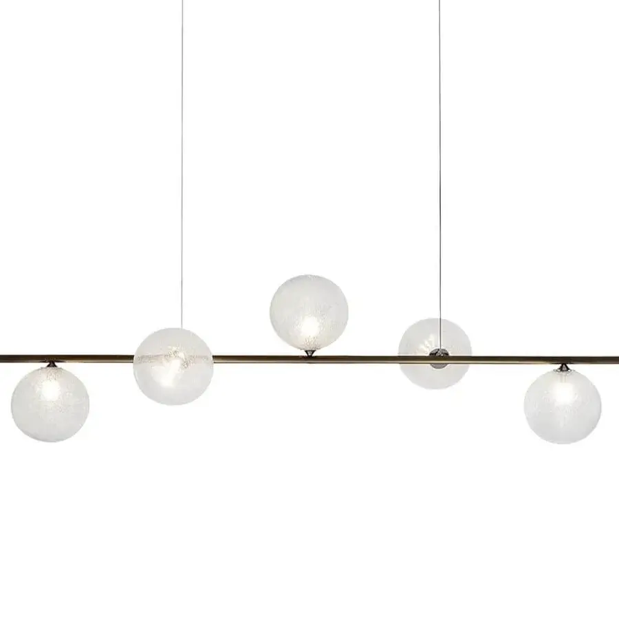 Superior Reflex Bulles XL suspension lamp with a bronze metal structure and translucent borosilicate glass spheres