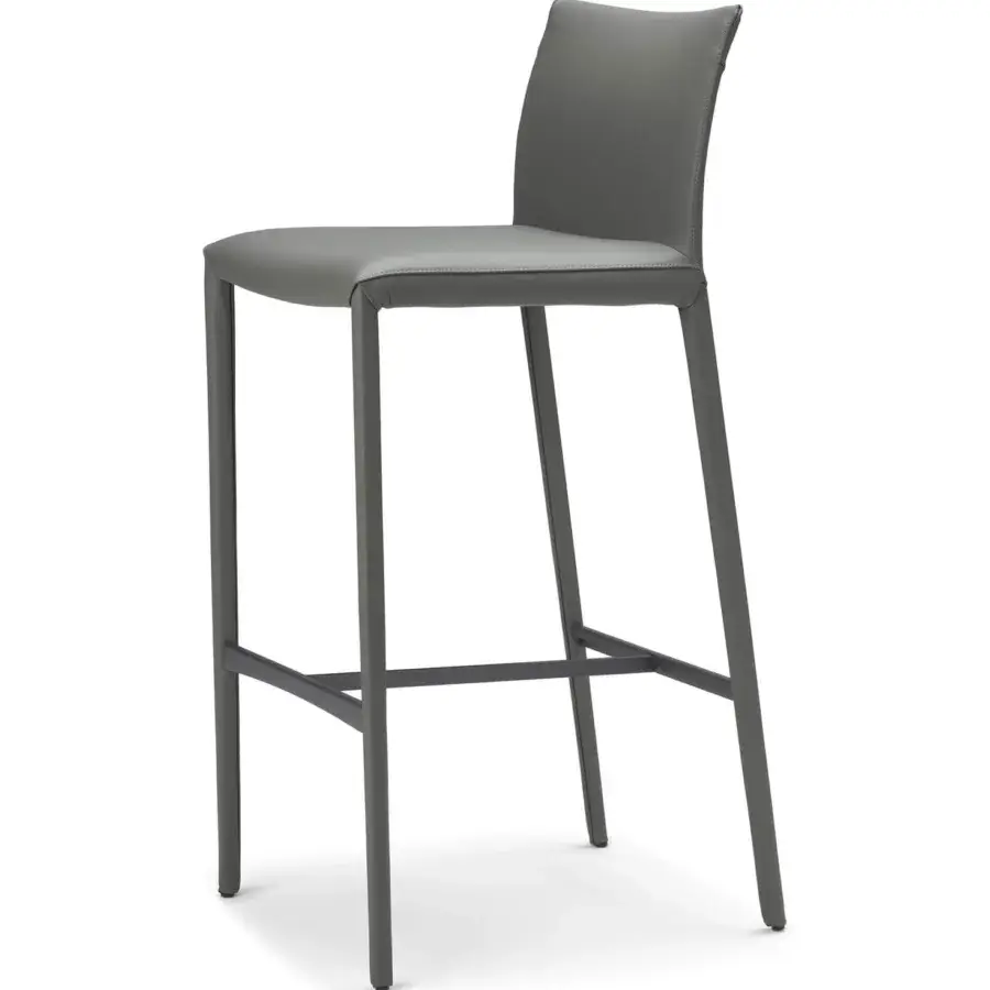 Exceptional Cattelan Italia Norma stool with ergonomic design in gray synthetic leather and steel structure