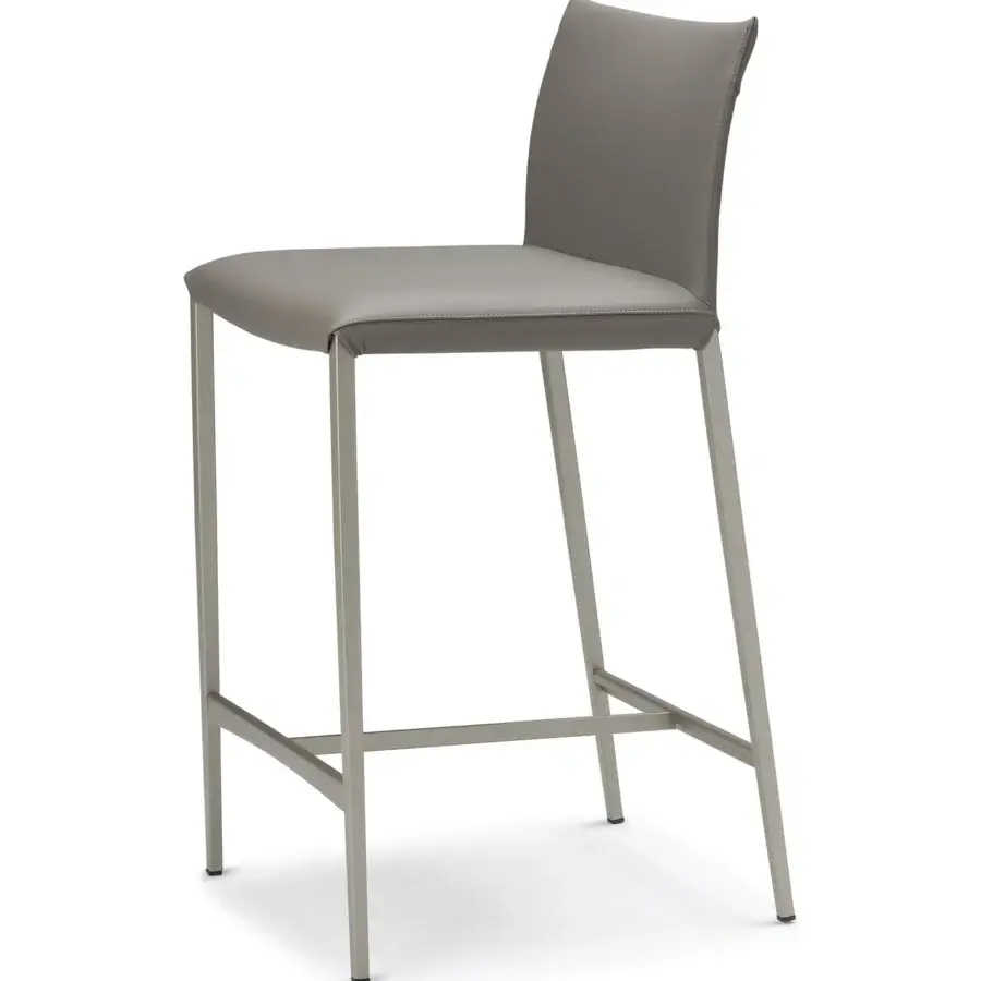 Elegant Cattelan Italia Norma stool in gray synthetic material with titanium embossed lacquered steel frame
