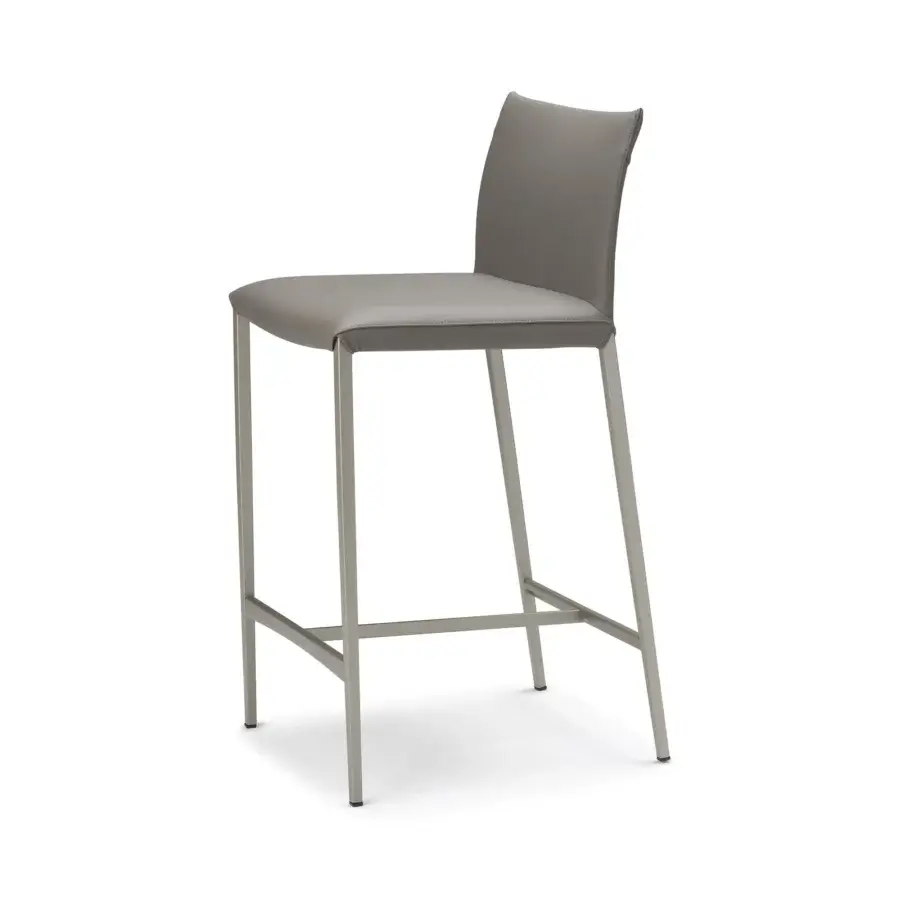 Elegant Cattelan Italia Norma stool with graphite embossed lacquered steel and sleek gray synthetic leather upholstery in a matte finish