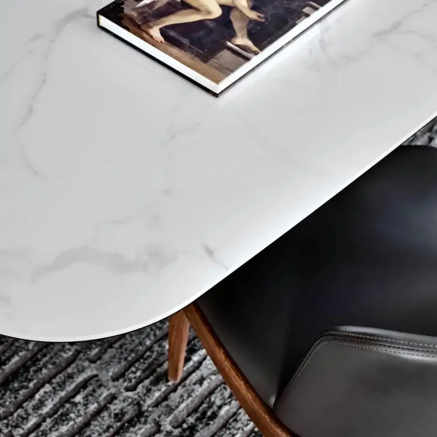 Exclusive Cattelan Italia Butterfly table with marmi ceramic alabastro top and titanium embossed lacquered steel base