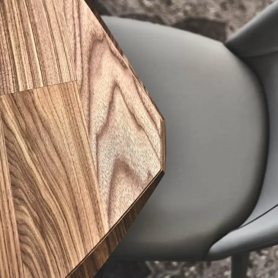 Sophisticated Cattelan Italia Tyron table with angled edges in Canaletto walnut and matte finish