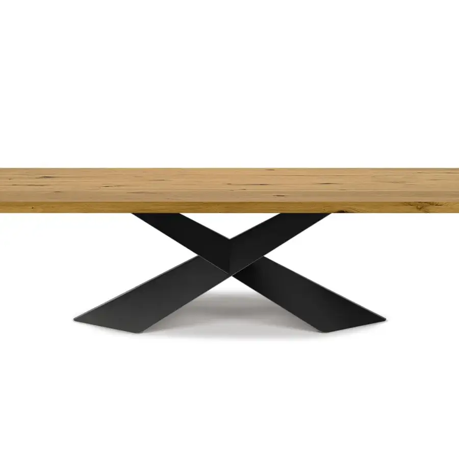 Luxury Cattelan Italia Tyron table crafted with Canaletto walnut and titanium embossed lacquered steel base