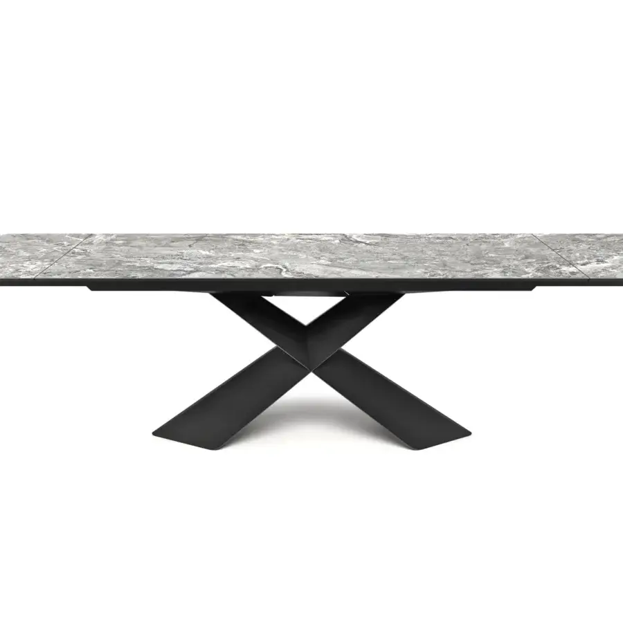 Distinguished Cattelan Italia Tyron table with black embossed lacquered steel base and Ardesia marmi ceramic top