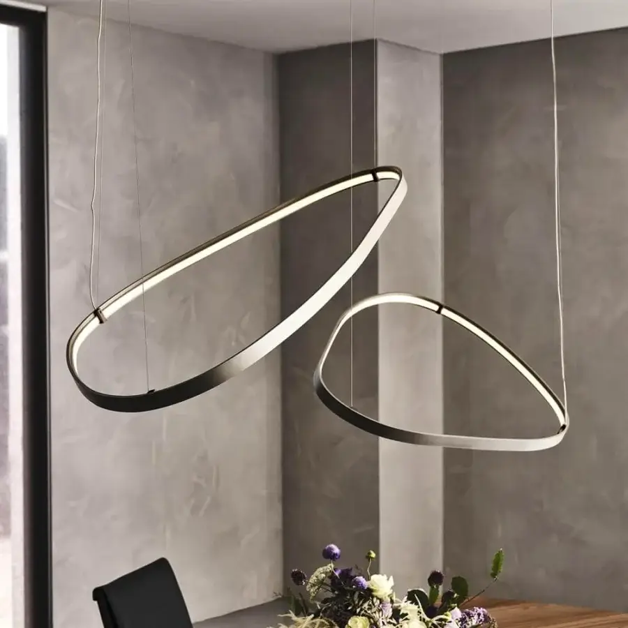 Innovative Cattelan Italia Magellano suspension lamp with titanium embossed lacquered steel and dark gray metal frame