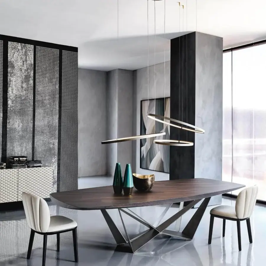 Exceptional Cattelan Italia Magellano suspension lamp with asymmetrical round diffuser in titanium embossed lacquered steel
