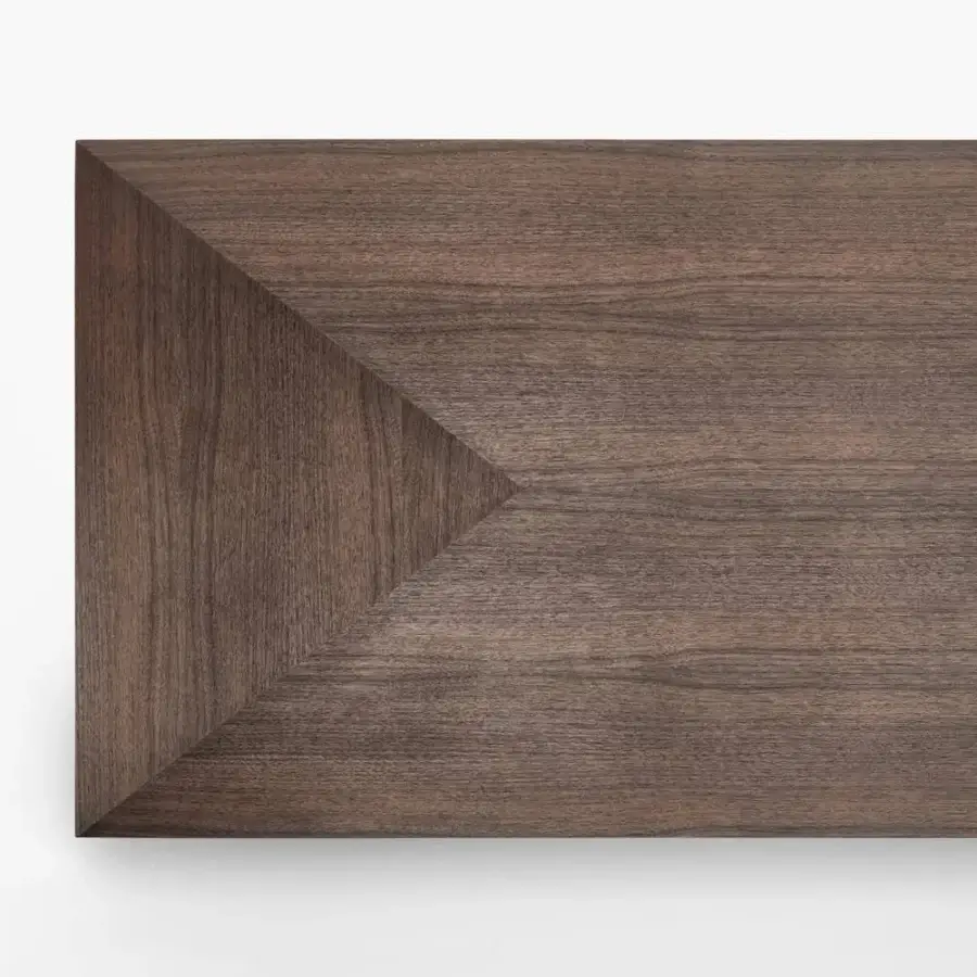 Distinctive Acerbis Maestro table with medium brown wood fibre top and brushed open grain veneer finish