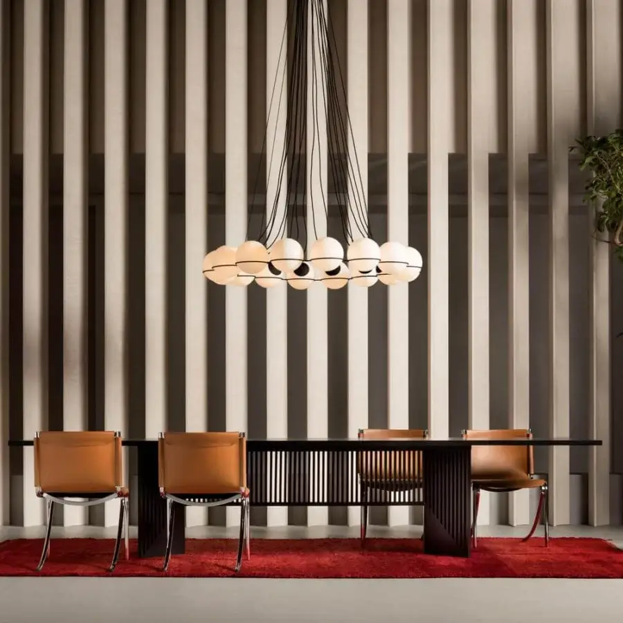 Distinguished Acerbis Maestro table with a slatted black ash wood base and brushed black ash wood fibre top