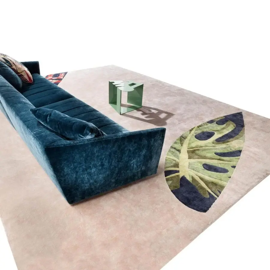 Superior Erba Belladonna sofa with clean lines and channel-tufted detailing in deep teal velvet and a solid wood frame
