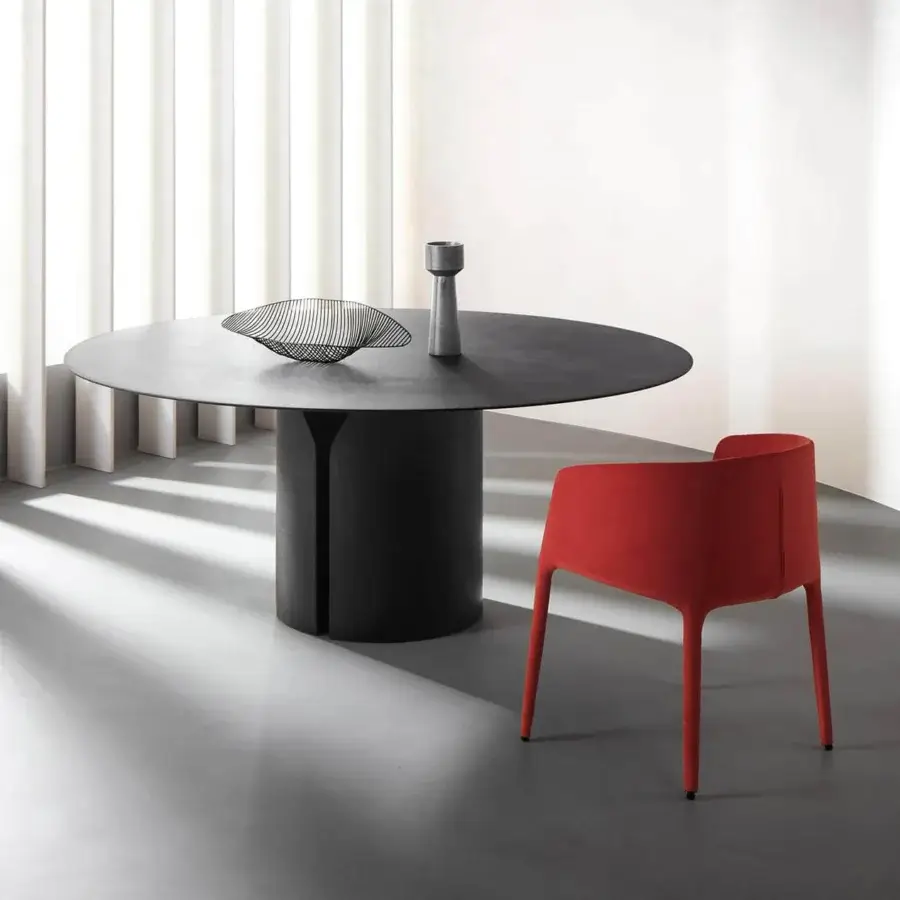 Exceptional MDF Italia NVL table crafted in matt black lacquer with moulded high density rigid polyurethane and medium density fibreboard