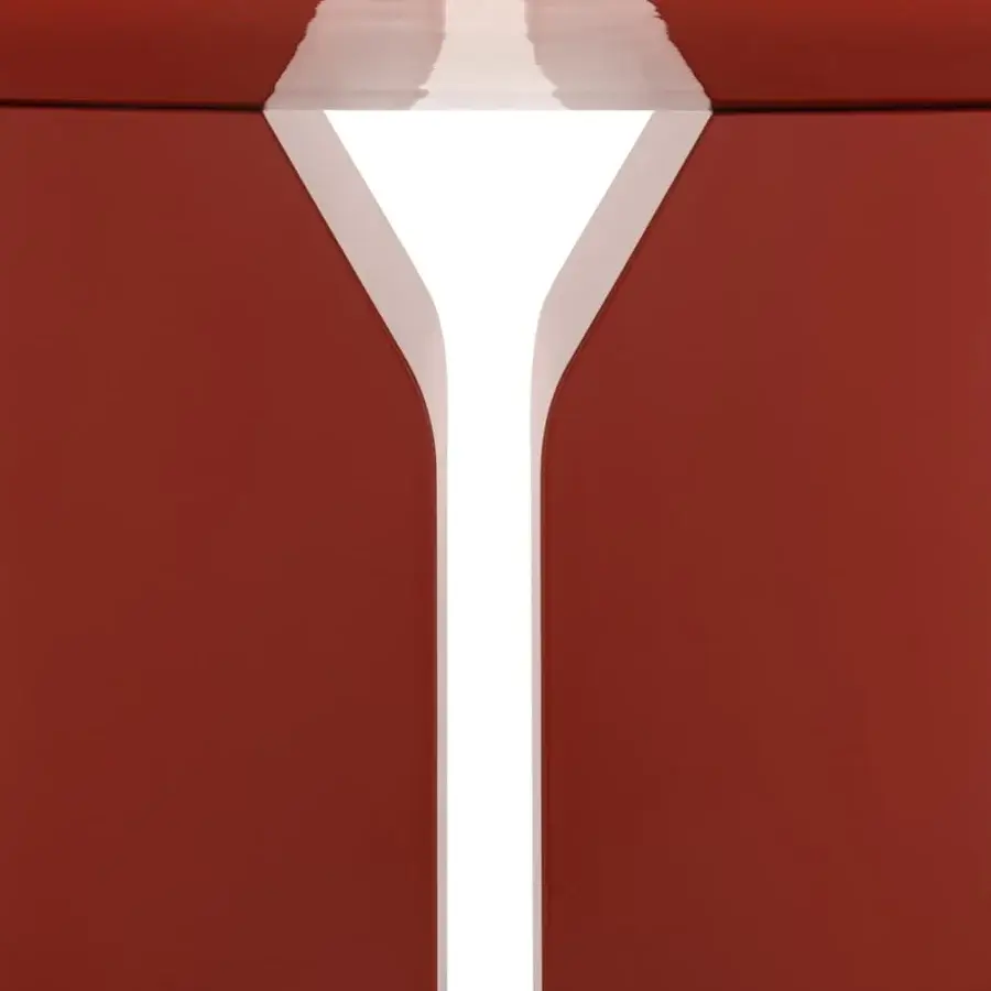 Distinctive MDF Italia NVL table crafted in glossy red lacquered medium density fiberboard with a dramatic vertical void